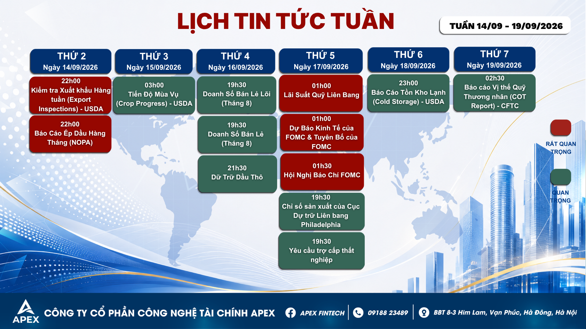 LỊCH TIN TỨC TUẦN TUẦN 3 - THÁNG 9